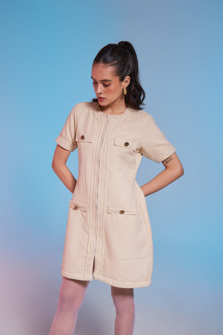 Emily White Tweed Dress