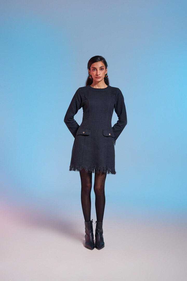 Grace Black Tweed Dress