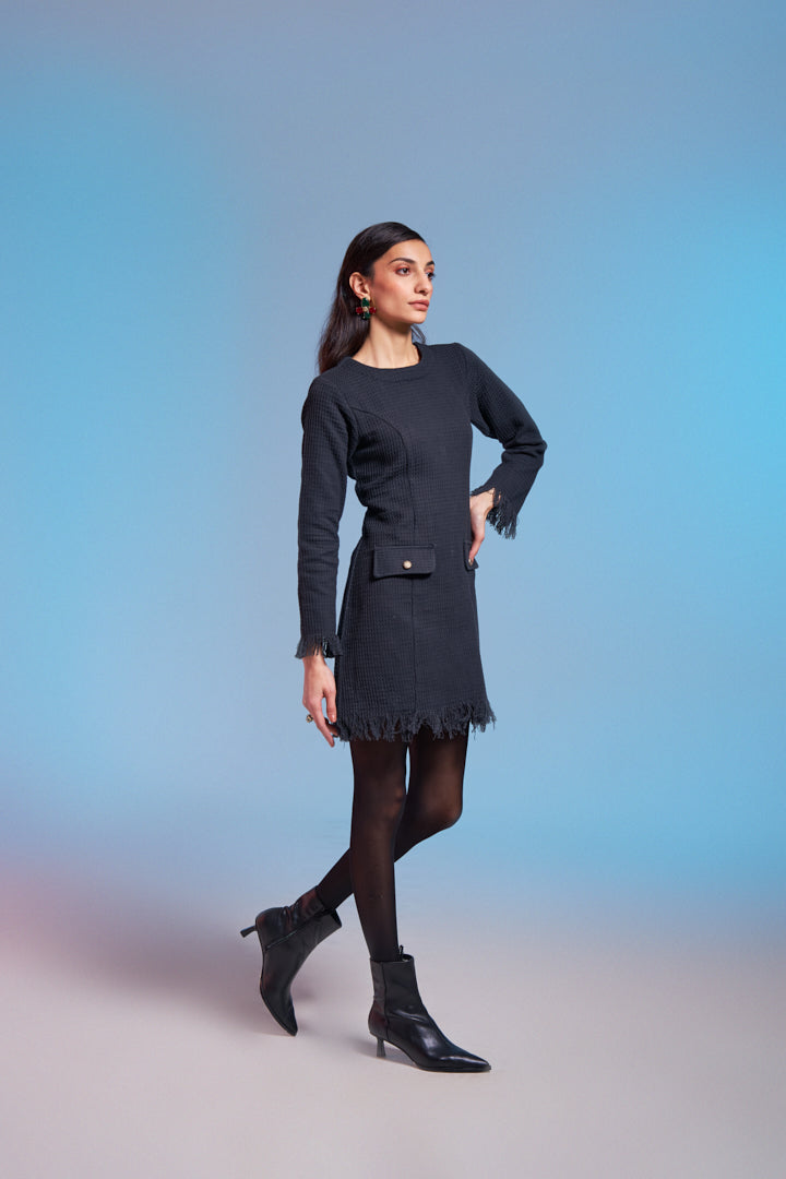 Grace Black Tweed Dress