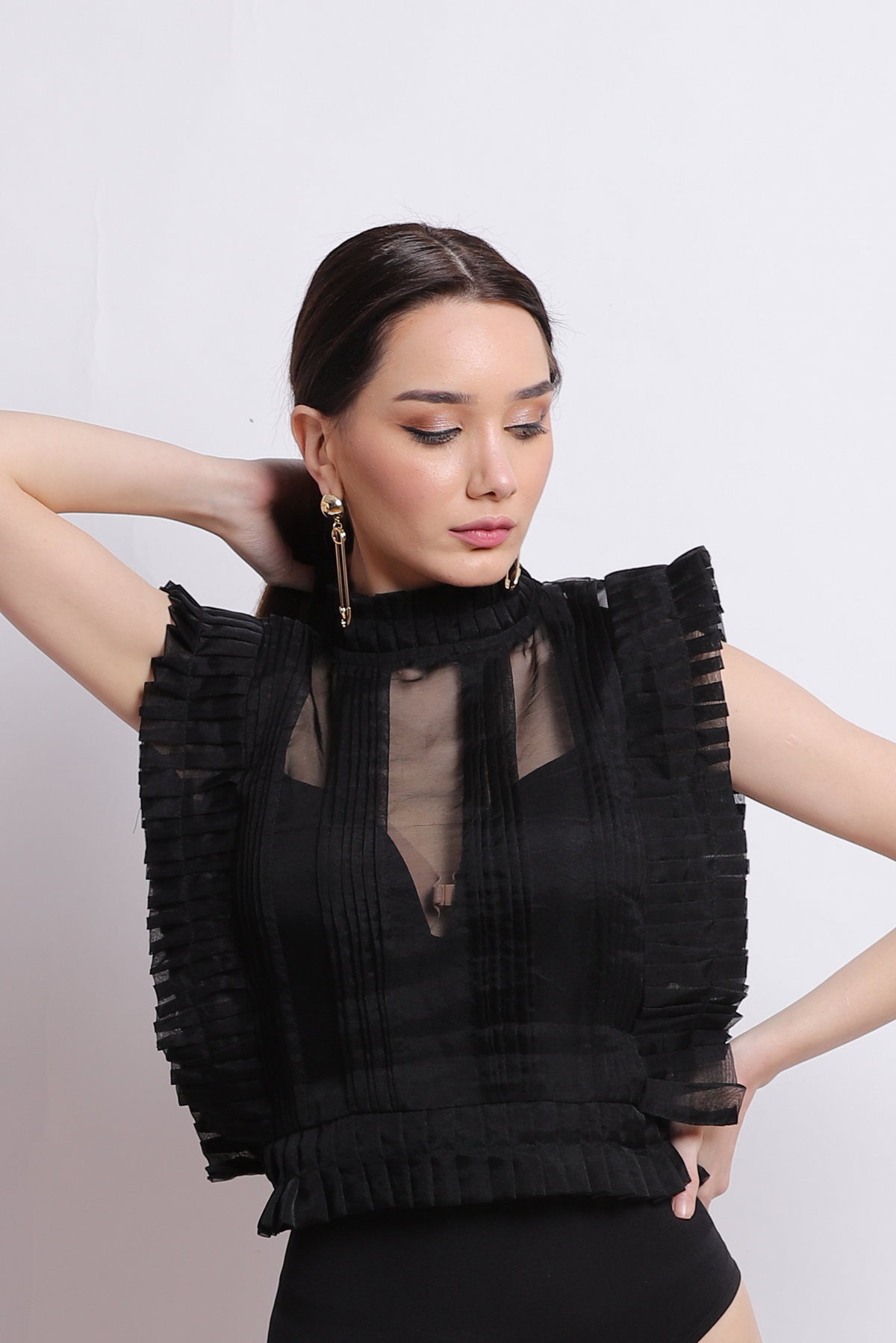 IDA BLACK ORGANZA TOP