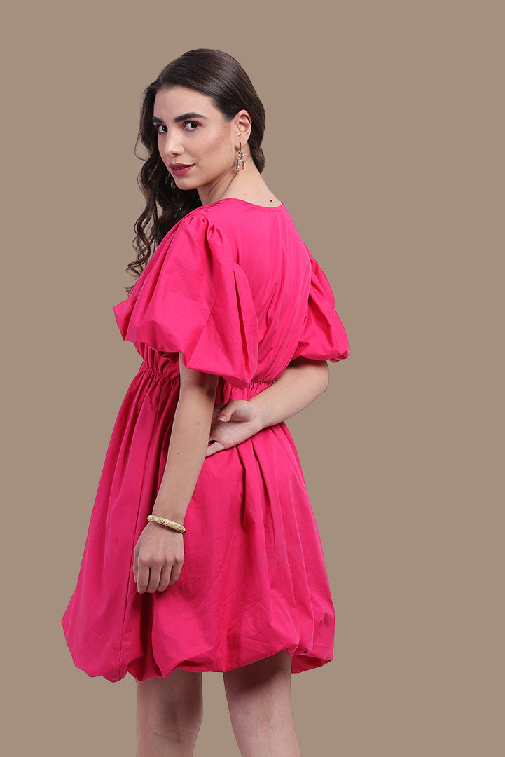 Finelylove Pink Ruffle Dress Long Maxi Dress A-line Short Short Sleeve  Solid Pink L - Walmart.com