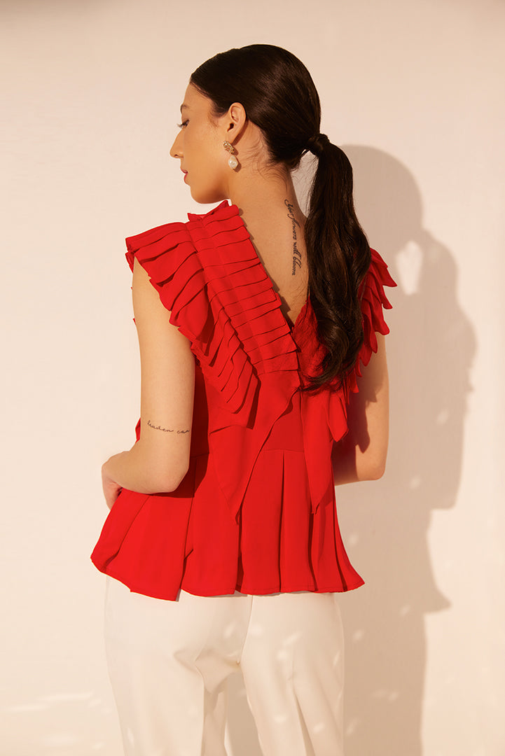 Olivia Red Ruffle Top